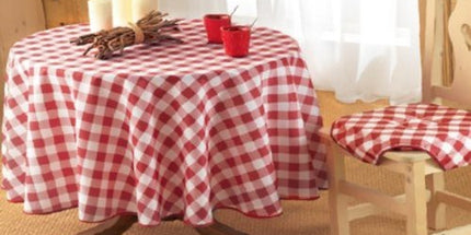 Nappe ronde 1m80  vichy rouge  anti tache infroissable