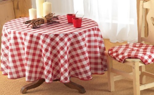 Nappe ronde 1m80  vichy rouge  anti tache infroissable