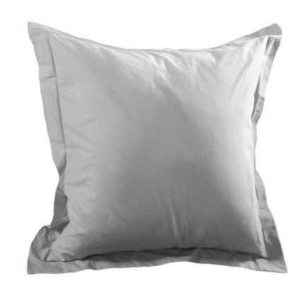 Taie d'oreiller Alicia gris perle 65 cm x 65 cm volant plat coton