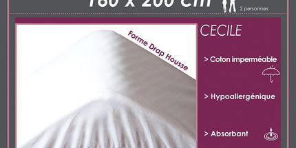 Protège matelas imperméable  160 cm x 200 cm lit 2 places