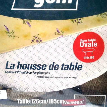 Protège table OVALE 1m26 x 1m95 - sous nappe gom élastiqué - housse de table