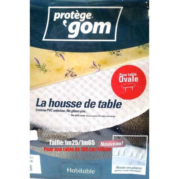 Protège table OVALE 1m25 x 1m65 - sous nappe gom élastiqué - housse de table