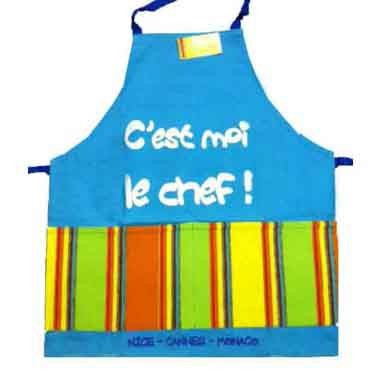 Tablier enfant bleu : C' est moi le chef !