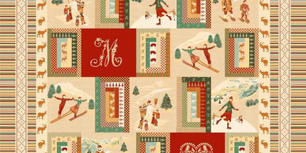 Nappe Plaid carré Vercors beige rouge 1m45/1m45