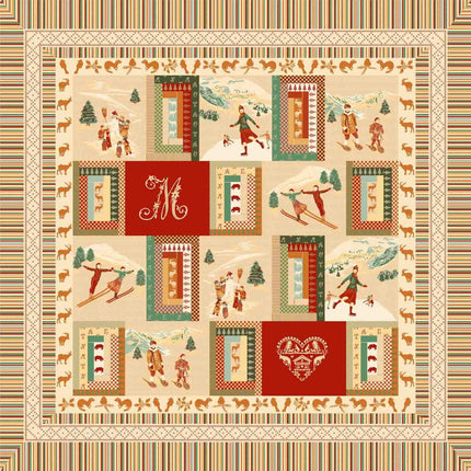 Nappe Plaid carré Vercors beige rouge 1m45/1m45