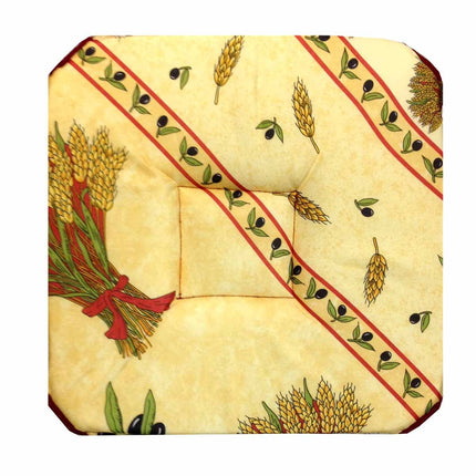 Coussin de chaise à rabats bouquet de blé paille 36 cm x 36 cm