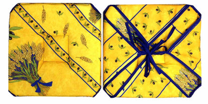 Coussin de chaise à rabats bouquet de blé jaune 36 cm x 36 cm