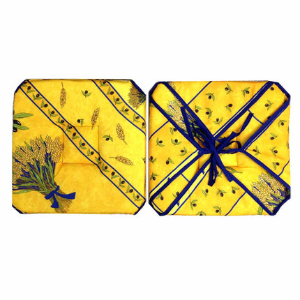 Coussin de chaise à rabats bouquet de blé jaune 36 cm x 36 cm