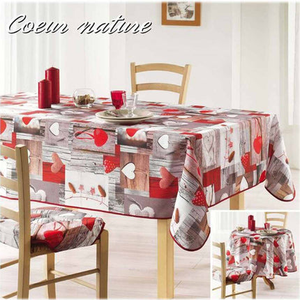 Nappe coeur nature  2m x 1m50 anti tache infroissable