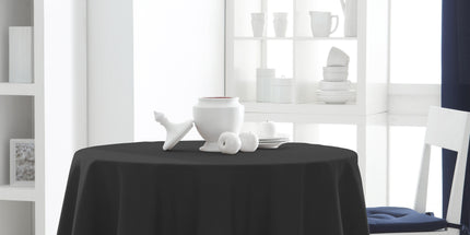 Nappe ronde unie noire 1m80 anti tache infroissable