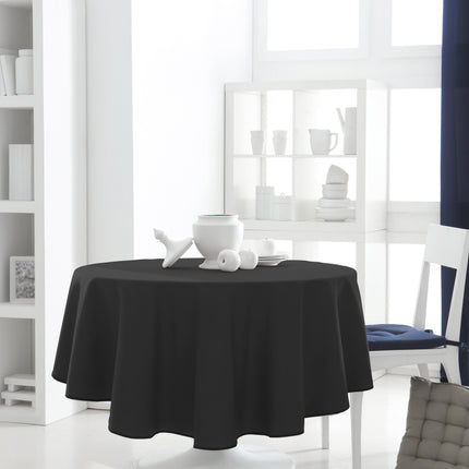 Nappe ronde unie noire 1m80 anti tache infroissable