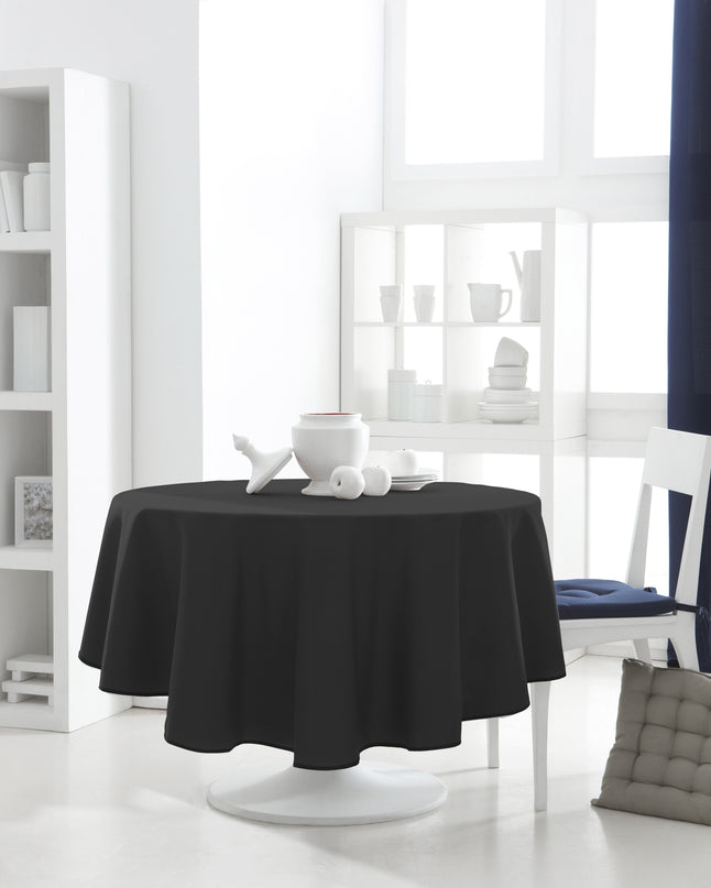Nappe ronde unie noire 1m80 anti tache infroissable