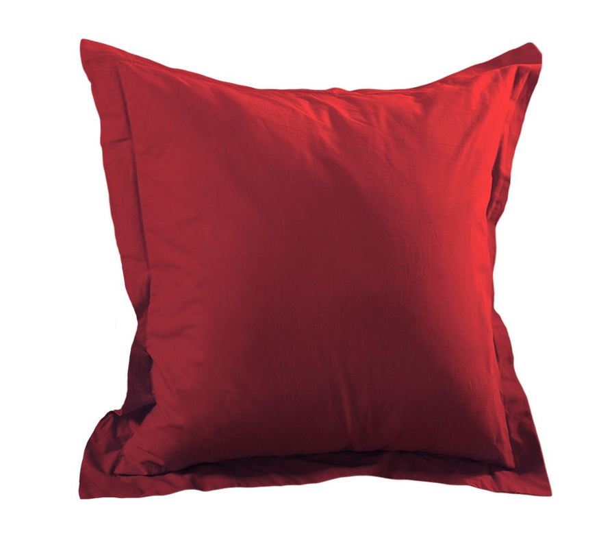 Taie d'oreiller Alicia rouge 65 cm x 65 cm volant plat coton