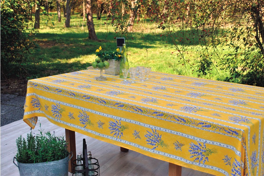 Nappe valensole jaune coton enduit plastifié 3m/1m55