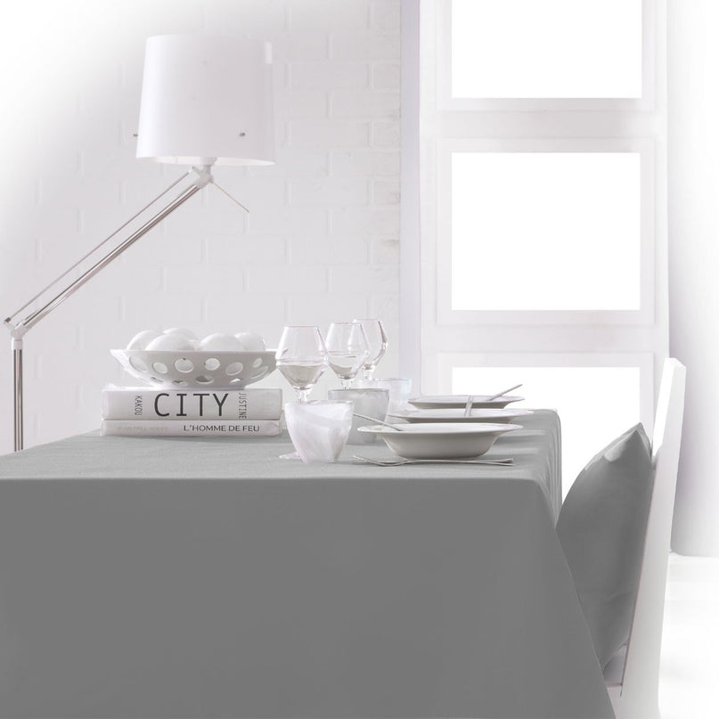 Nappe unie gris clair zinc  2m50 x 1m50 anti tache sans repassage