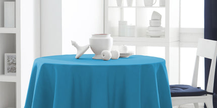 Nappe ronde unie turquoise mer du sud 1m80 anti tache infroissable
