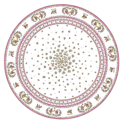 Nappe ronde Coton Enduit Faïence de Moustiers rose  M  1m80