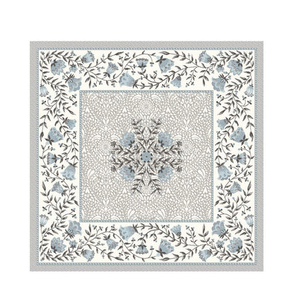 Housse de coussin tissé jacquard Aubrac taupe bleu 45cm x 45cm