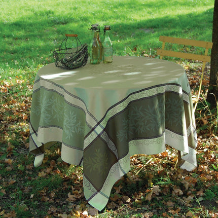 Nappe jacquard téflon carré 1m60 olive vert 160 cm x 160 cm