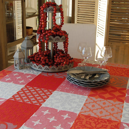 Nappe carrée jacquard carces gris orange 1m80 x 1m80