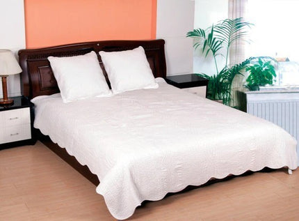 Couvre Lit  Boutis  uni blanc torsade  2m30 x 2m50