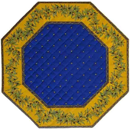 Set de table octogonal exclusif bleu jaune cadre olive jaune