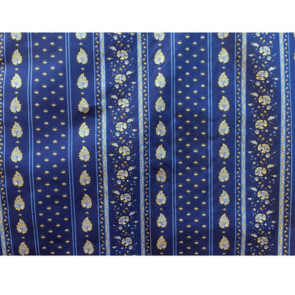 Tissu  au mètre coton  provençale palmette bleu  Rayure
