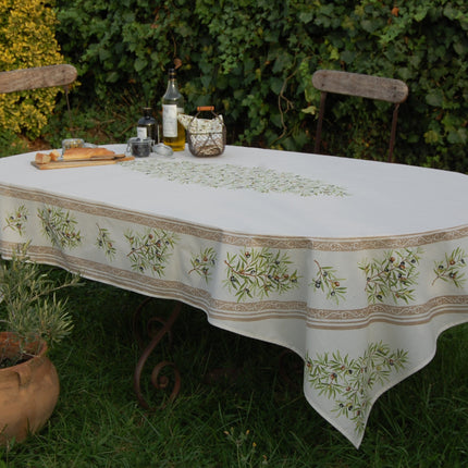 Nappe coton Clos des oliviers écru 2m50