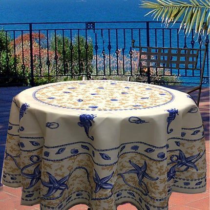 Nappe ronde 1m80 marin Beige anti tache infroissable