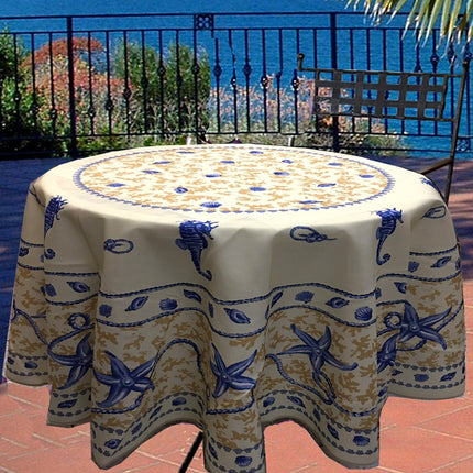 Nappe ronde 1m80 marin Beige anti tache infroissable