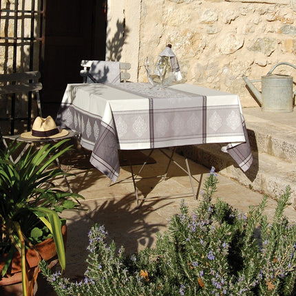 Nappe jacquard caprice écru gris 2m50x1m60