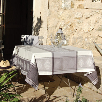 Nappe jacquard caprice écru gris 2mx1m60