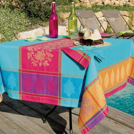 Nappe jacquard caprice turquoise 3m50x1m60