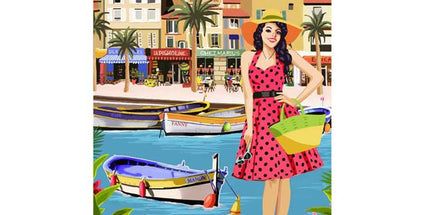 Torchon PIN UP Côte d'Azur 50 cm x 70 cm