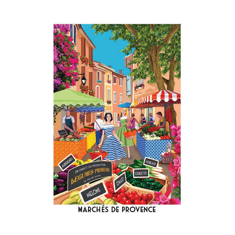 Torchon Marchés de Provence 50 cm x 70 cm