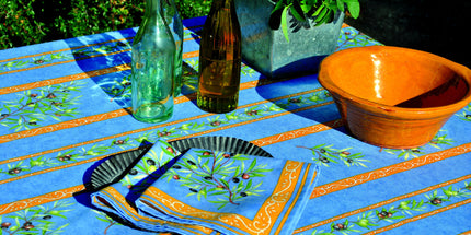 Nappe Clos des oliviers bleu  plastifiée 2m / 1m50