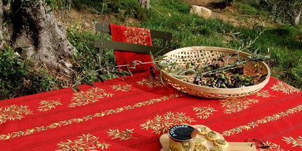 Nappe Clos des oliviers rouge  plastifiée 2m / 1m50