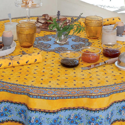 Nappe ronde coton enduit plastifié Tradition jaune 1m80