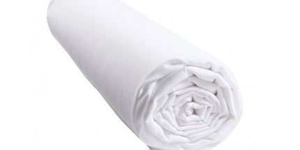 Drap housse 180 cm x 200 cm uni blanc Alicia coton