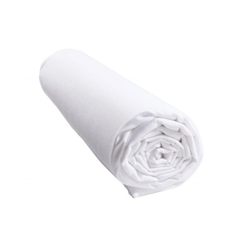 Drap housse 180 cm x 200 cm uni blanc Alicia coton