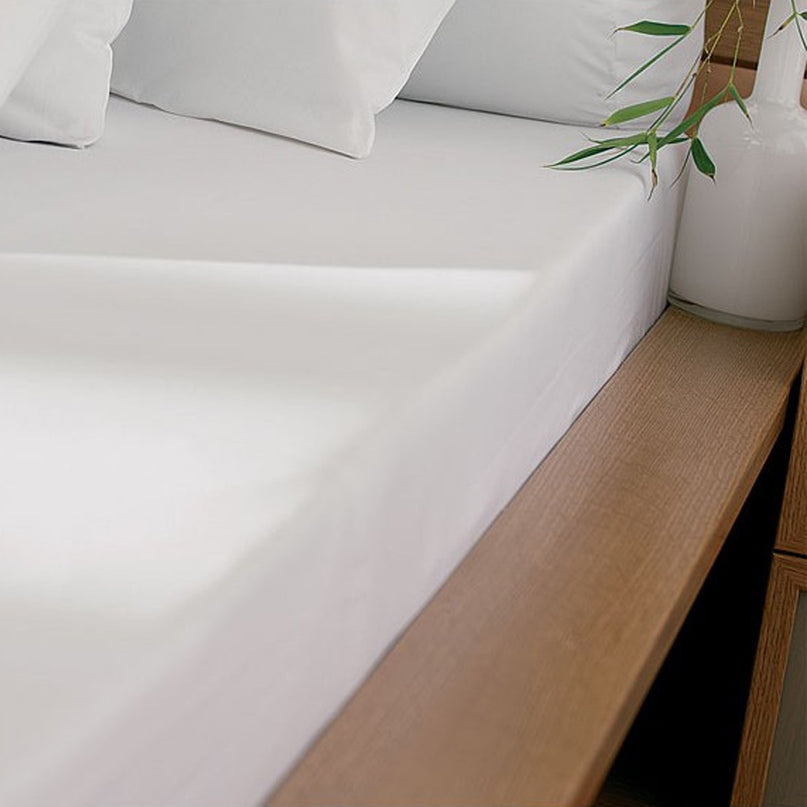 Drap housse 180 cm x 200 cm uni blanc Alicia coton