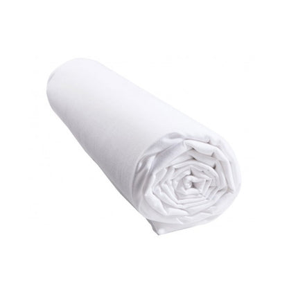 Drap housse 160 cm x 200 cm uni blanc Alicia coton