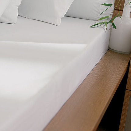 Drap housse 160 cm x 200 cm uni blanc Alicia coton
