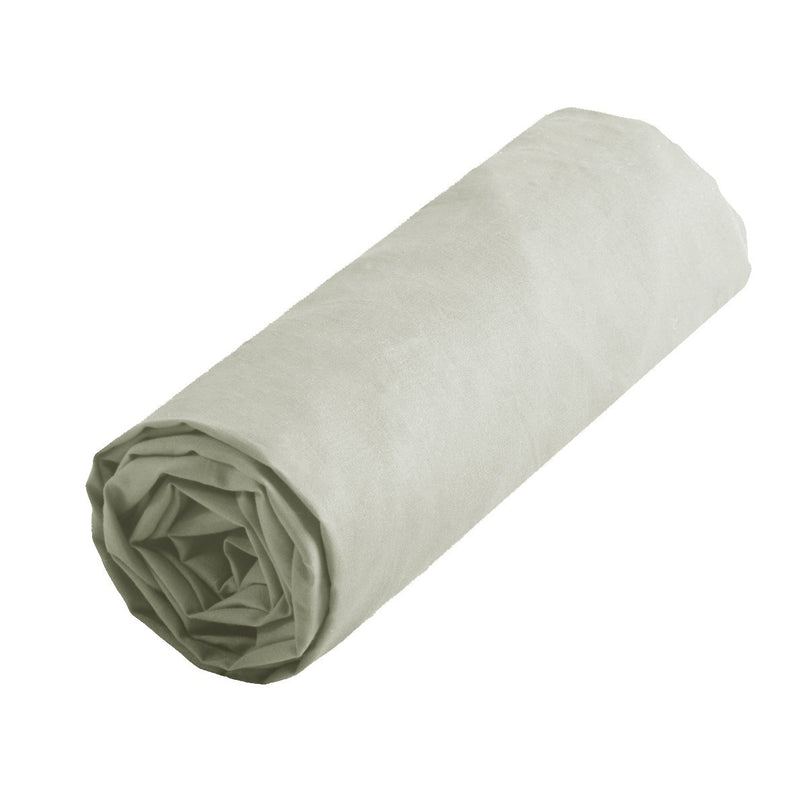 Drap housse 180 cm x 200 cm uni perle Alicia coton