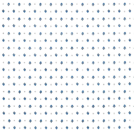 Tissu  au mètre provençale coton vence Blanc bleu all over 1m60 de large
