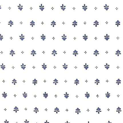 Tissu  au mètre provençale coton vence Blanc bleu all over 1m60 de large