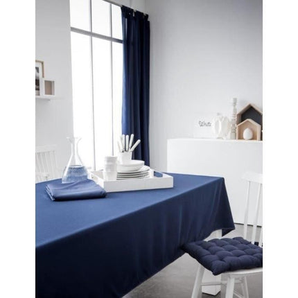 Nappe unie bleu marine ciel d'orage 2m x 1m40 anti tache sans repassage