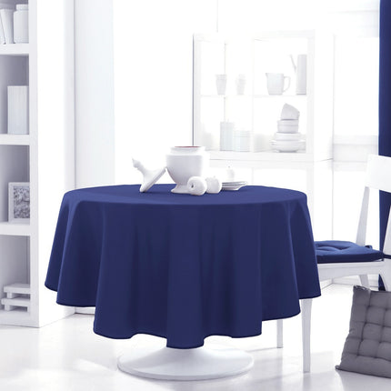 Nappe ronde unie bleu marine ciel d'orage 1m80 anti tache infroissable