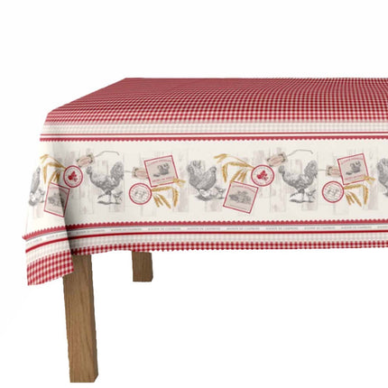 Nappe poule et vichy rouge ref 950mok 2m x 1m50 anti tache infroissable