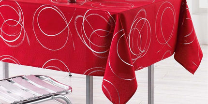 Nappe bully rouge argent 2m40 x 1m50 anti tache et infroissable